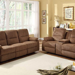 Marianna Modern Double Reclining Sofa Set in Dark Brown Chenille - $1685.10 - Living Room Furniture Sets