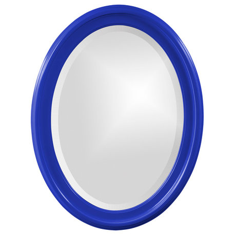 George Oval Mirror, Glossy Royal Blue