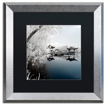 Philippe Hugonnard 'Blue Lake I' Art, Silver Frame, Black Matte, 16"x16"