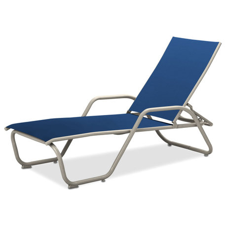 Gardenella Sling 4-Position Chaise, Textured Warm Gray, Cobalt