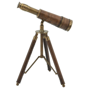 Metal, 13" Scope On Stand, Brown