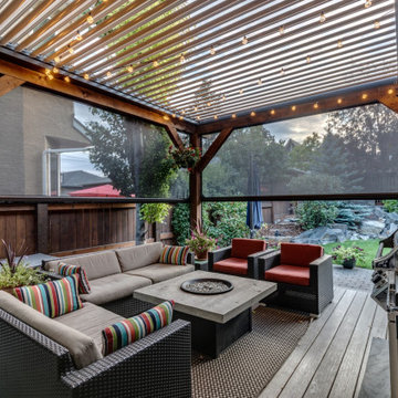 StruXure Adjustable Pergola on Cedar Frame with Phantom Motorized Screens