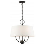 Livex Lighting - Livex Lighting 49844-04 Ridgecrest, 4 Light Pendant, Black - Updated traditiol elegance and casual style defineRidgecrest 4 Light P Black Off-White FabrUL: Suitable for damp locations Energy Star Qualified: n/a ADA Certified: n/a  *Number of Lights: 4-*Wattage:60w Candelabra Base bulb(s) *Bulb Included:No *Bulb Type:Candelabra Base *Finish Type:Black