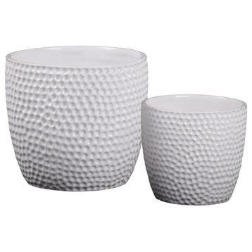 UTC44227 2-Piece Ceramic Pot Set, Gloss Finish White