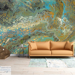 Wave 2 Abstract Removable Wallpaper Mural Sea Life Collection by Casart Covering - Wallpaper