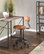 Lumisource Swift Task Chair, Antique Metal and Brown PU Leather