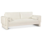 Meridian Furniture - Madeline Chenille Fabric Upholstered Chair, Cream, Sofa - Refresh your living space with this Madeline chenille fabric living room sofa. It's upholstered in rich cream chenille fabric with plush padding and bolster pillows that complete the look while supporting your body while you relax and unwind. The sofa's modish design ensures it seamlessly complements any decor and fits well with other items in the Madeline collection. Whether you're entertaining guests or unwinding with a book, this chair provides both coziness and sophistication.