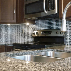 Starry Night Black and Gray Hand Painted Glass Mosaic Tile Kitchen Backsplash - Tile