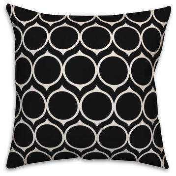 Black Mid Mod Circles 16x16 Throw Pillow