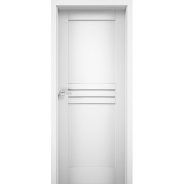 Solid French Door / Mela 7444 White Silk / Single Regular, 36" X 96"