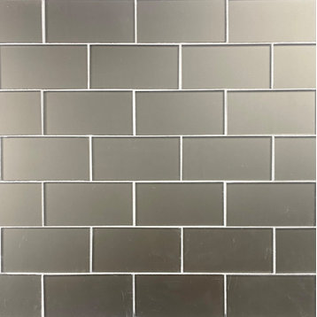 Frosted Matte 3 in. x 6 in. Glass Subway Backsplash Accent Tile in Bronze