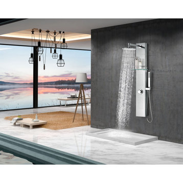 ANZZI Pioneer 44" Full Body Shower Panel, Brushed Steel