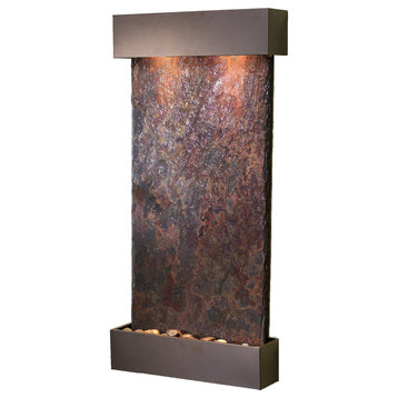 Whispering Creek Water Feature, Natural Multi-Color Slate, Antique Bronze