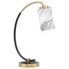 1-Light Desk Lamp, Matte Black/New Age Brass Finish, 4" Onyx Swirl Glass