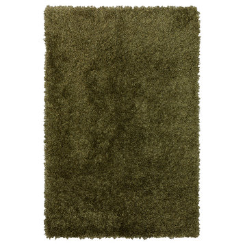 Addison Sommer Solid Green Shag Area Rug, 5'x7'6", Green