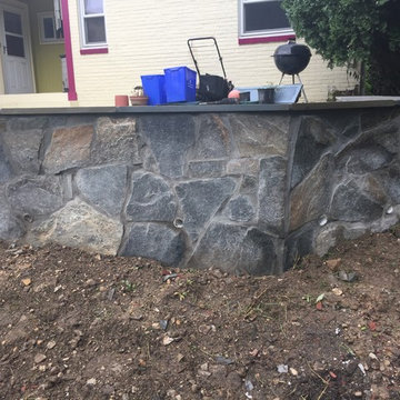 Irregular Flagstone Patioin Silver Spring MD With Stone Sitting Walls