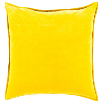 Cotton Velvet by Surya Down Fill Pillow, Mustard, 20' x 20'