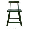 Distressed Grass Green Short Chair Wood Stool with Back Hcs1231