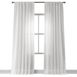 Half Price Drapes - White Orchid Faux Linen Sheer Curtain Single Panel, 50"x120" - Our Faux Linen Sheer curtains & drapes can stand their own in any window. Soft and ethereal these panels will soften any window providing a soft diffusion of light. As a general rule, for proper fullness panels should measure 2-3 times the width of your window/opening.
