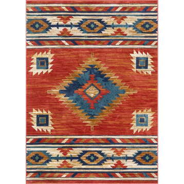 Well Woven Tulsa Lea Traditional Southwestern Tribal Crimson Rug, 5'3"x7'3"