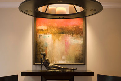 Example of a large trendy great room design in San Francisco with beige walls
