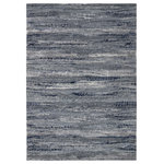 Jaipur Living - Kavi by Jaipur Living Bandi Knotted Abstract Indigo/Gray Area Rug, 9'x12' - Hand-knotted of hand-carded wool and lustrous rayon made from bamboo, this area rug's organic-inspired pattern captivates with abstract intrigue. Striations of dark blue, gray, and black form a midnight sky palette, perfect for modern homes.