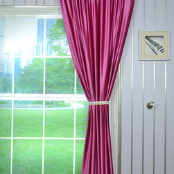 Hotham Pink Red and Purple Plain Ready Made Velvet Curtains - Curtains