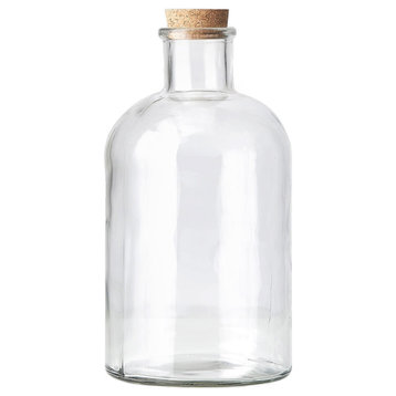 Clear Glass Bottle Vases with Cork Stoppers, 11" & 5.75"