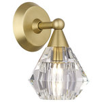 Livex Lighting Inc. - 1 Light Natural Brass Crystal Single Sconce - Clear faceted crystal makes an elegant appearance in this natural brass single sconce. The Brussels sconce is small and attractive, and will make just as dazzling an impression when used in multiples as it will when used alone.