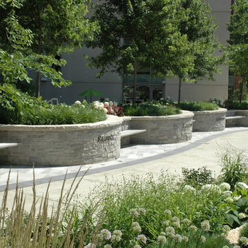 Limestone Walls, Paver and Concrete Walks and Diverse Perennial Gardens