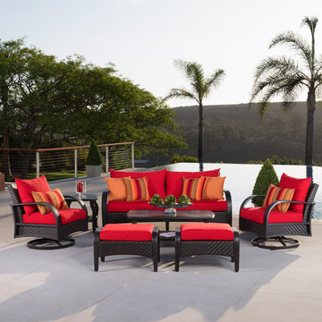 Barcelo™ 7pc Motion Club Deep Seating Set - Sunset Red
