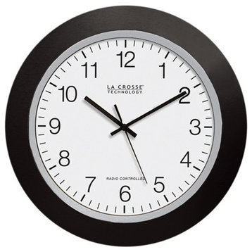 La Crosse WT-3129 Atomic Analog Black Wall Clock, 12"