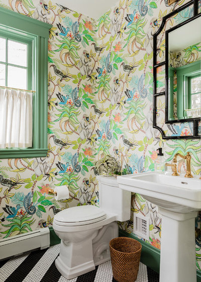 Transitional Powder Room by Kelly Rogers Interiors
