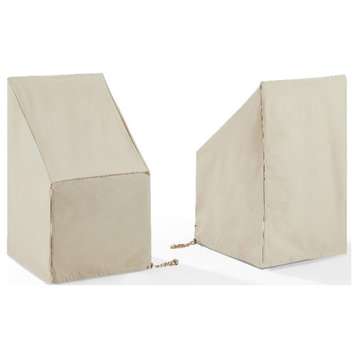 Afuera Living 2-Piece Traditional Vinyl Outdoor Side Chair Covers in Tan