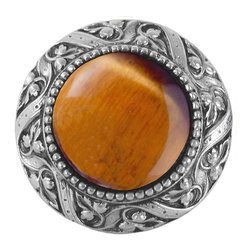 Inviting Home Inc. - Victorian Knob, Antique-Style Pewter With Tiger Eye - Cabinet And Drawer Knobs