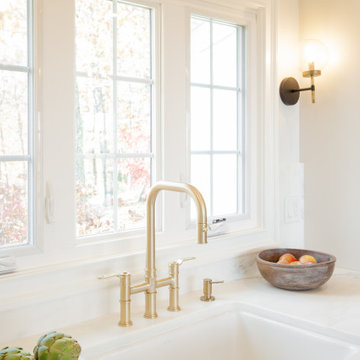 Simsbury Transitional Kitchen with Hickory Island