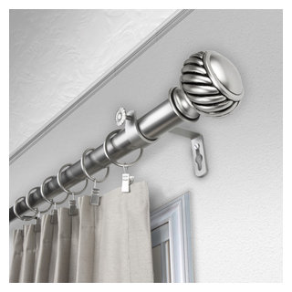 Cruller 1 Curtain Rod, Black - Traditional - Curtain Rods - by