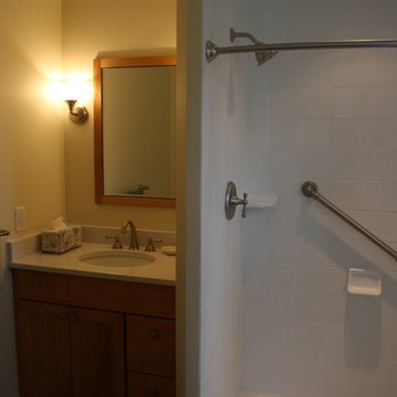 Bathroom remodel, Shower replaces tub in small space, older home