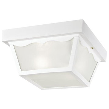 Westinghouse 66976 Two-Light Flush-Mount Outdoor Fixture w/ Glass Panel, White