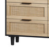 TATEUS 6-Drawers Rattan Storage Cabinet with Wood Legs, Black