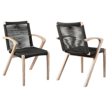 Armen Living Nabila Outdoor Dining Chairs, Set of 2, Charcoal
