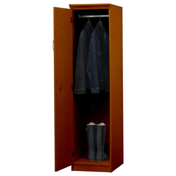 Flat Iron Slim Wardrobe, Left, 24x18x72, Colonial Maple