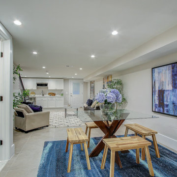Basement remodel with bedroom space, closet space, living area, Irving