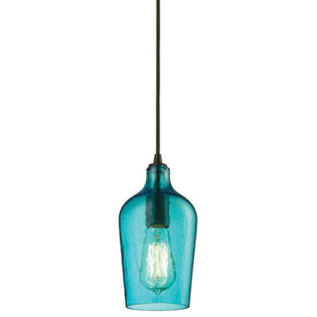 One Light Mini Pendant-Hammered Aqua Glass Color - Pendants - 2499-BEL-1664319