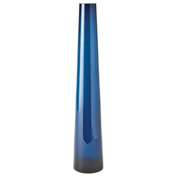 Glass Tower Vase, Blue, Large