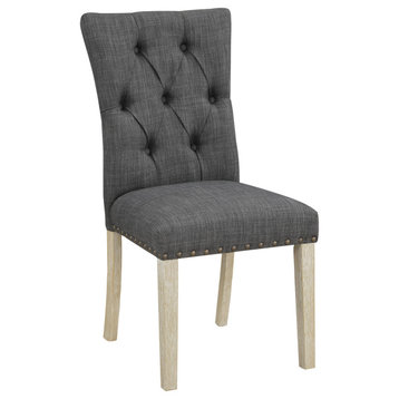 Preston Dining Chair with Antique Bronze Nailheads in Charcoal Fabric
