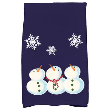 3 Wise Snowmen Holiday Geometric Print Kitchen Towel, Navy Blue
