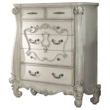 Wooden Chest with 5 Drawers, Bone White