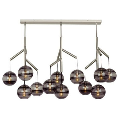 Sedona 12-Light 2700K LED Contemporary Chandelier in Satin Nickel and Transpar