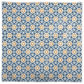 Blue and Yellow Circle Hex 58x58 Tablecloth